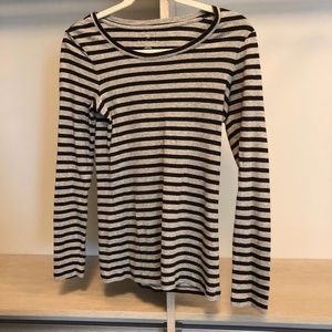 Caslon, Black and Grey Striped Top, Size S